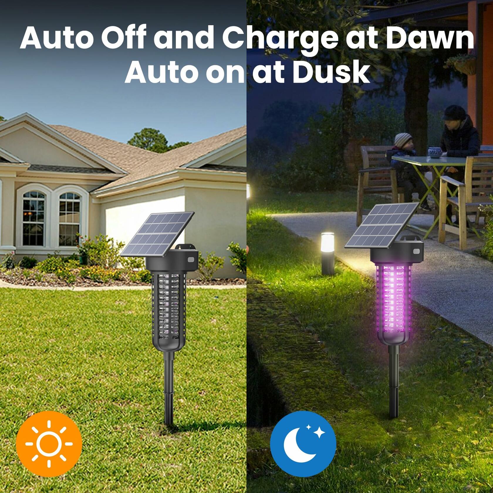 P PEST SNIPER Solar Powered Bug Zapper Light 2 Pack Waterproof Black