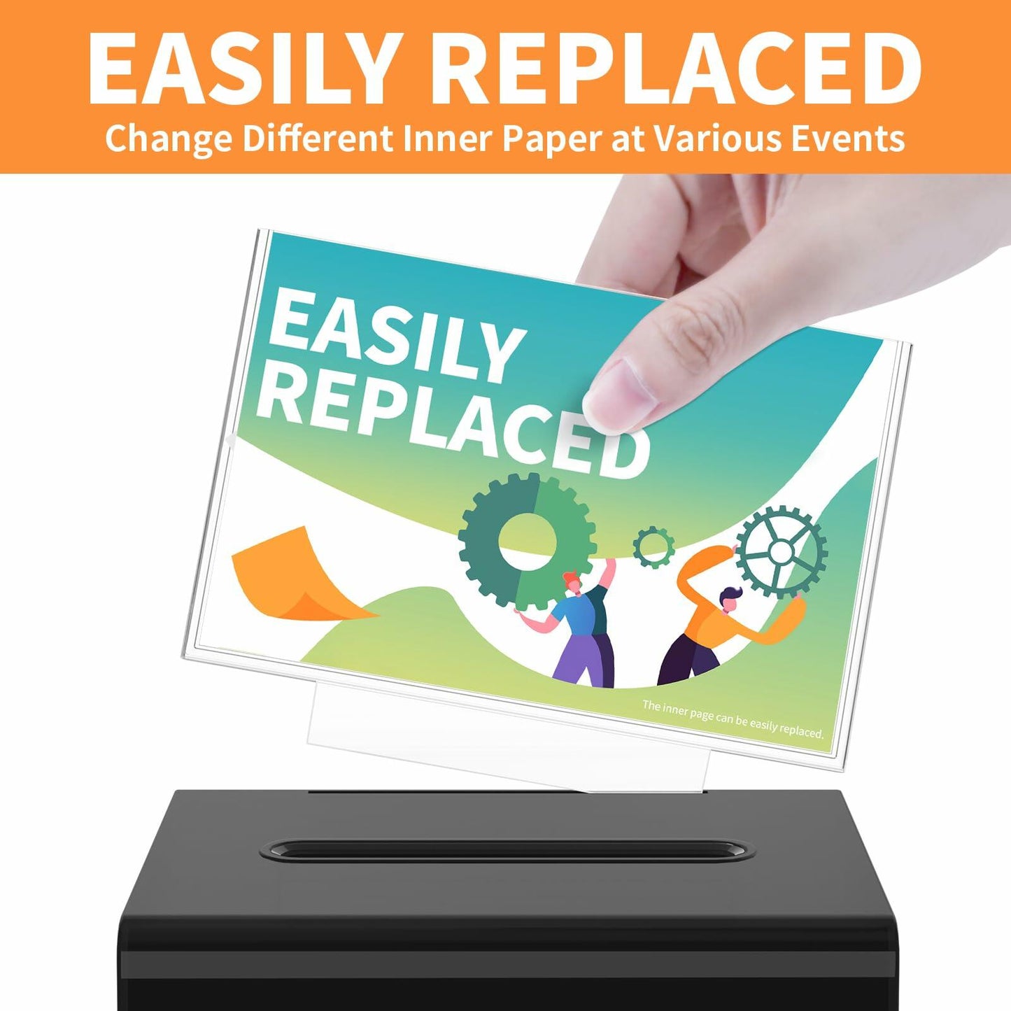 KABOSHI Donation Box with Lock & Sign Holder, Clear Acrylic, Black 3 Pack