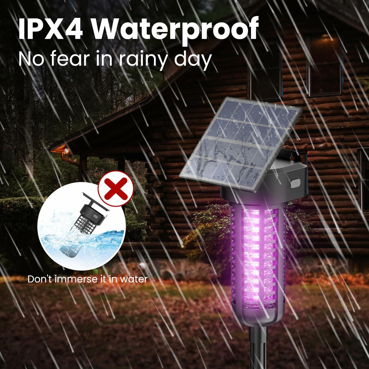 P PEST SNIPER Solar Powered Bug Zapper Light 2 Pack Waterproof Black