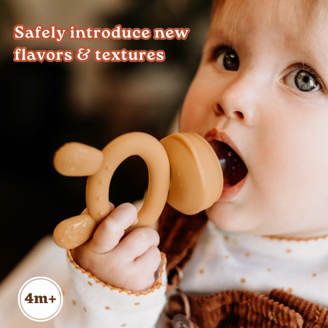 Haakaa Freeze-N-Feed Mini Combo Silicone Feeder & Nibble Tray Oat 1 PK