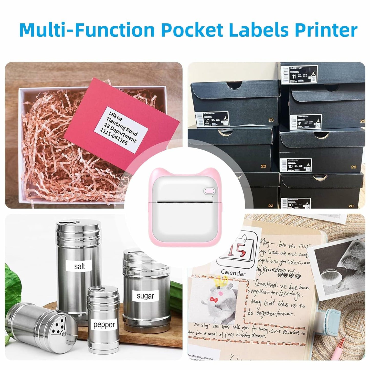 PRINHSJI Mini Portable Thermal Sticker Printer Inkless Bluetooth iOS Android