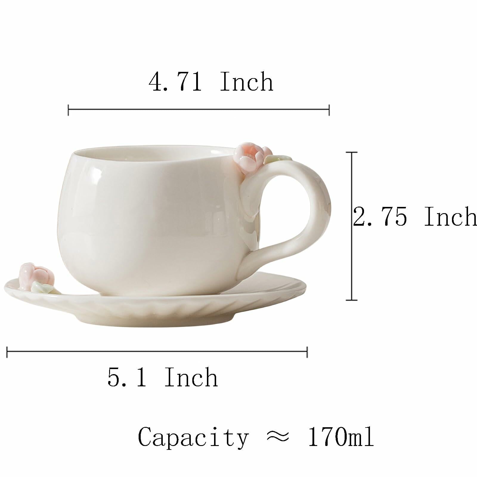 ARGUMENTATION Creative Kawaii Cherry Ceramic Coffee Mug 10oz White with Coaster