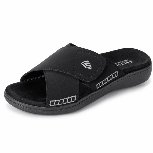 LazyStep Women's Lightweight Adjustable Sandals Arch Support Matte Black Size 9