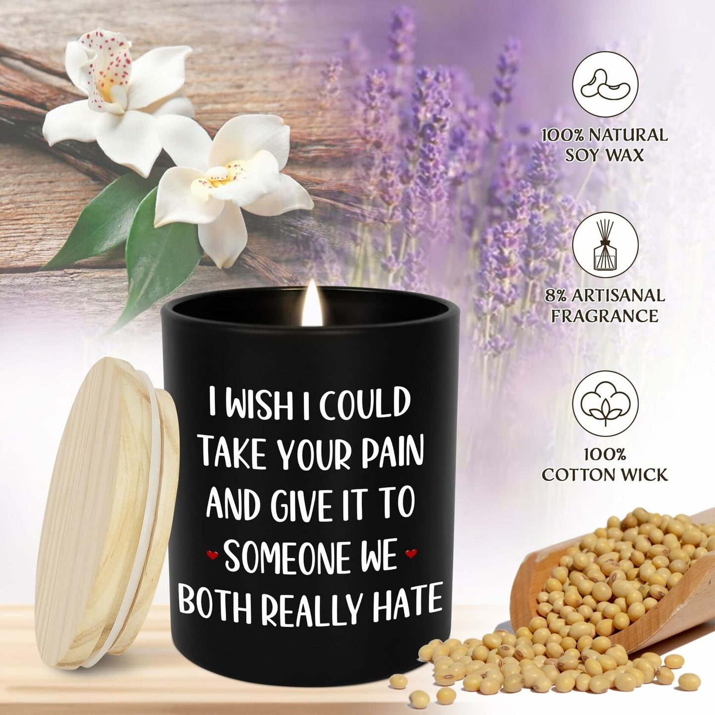 GAUDORA Vanilla Lavender Soy Wax Candle 10oz Comfort Scented Gift