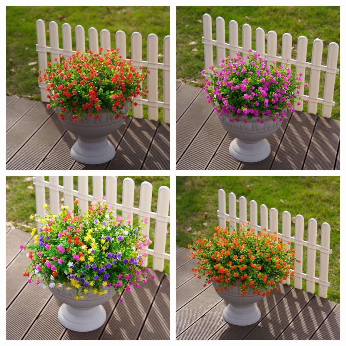 Ivydale Artificial Fall Mums Flowers 12 Bundles UV Resistant Mix Color