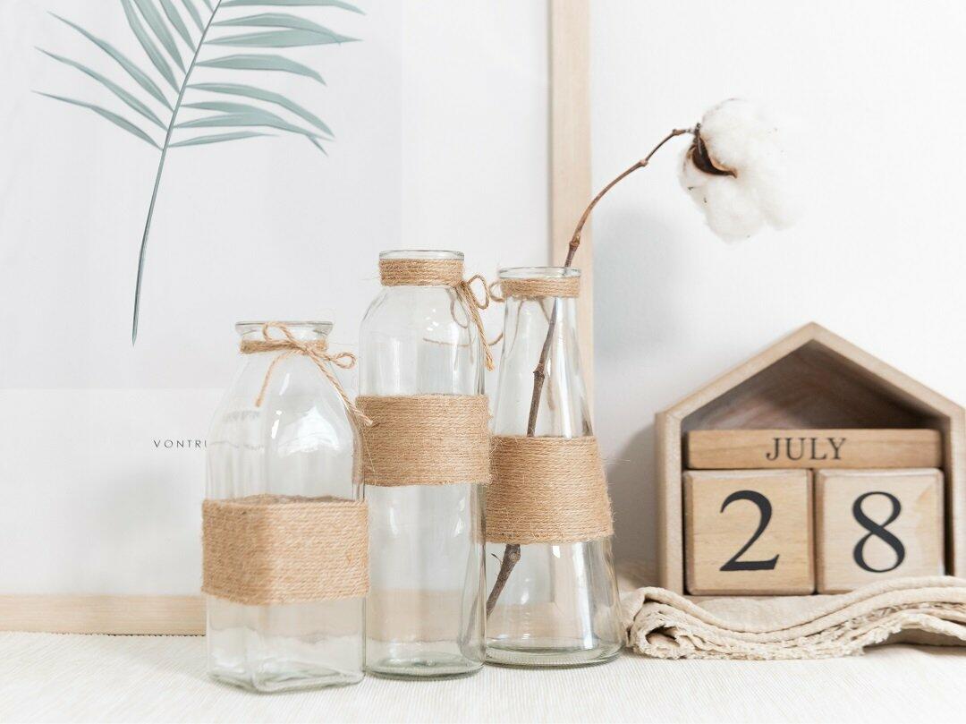 Opps Glass Vases Set of 6 Unique Shapes Creative Rope Design Clear