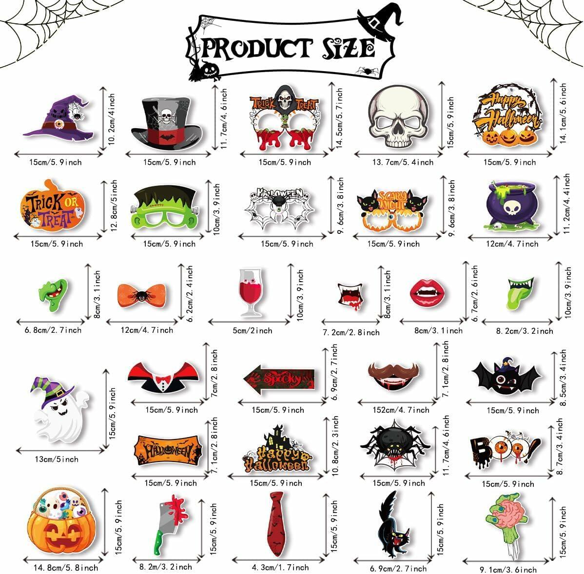 Generic Halloween Photo Booth Props 31 PCS Yellow Cartoon Paper Party