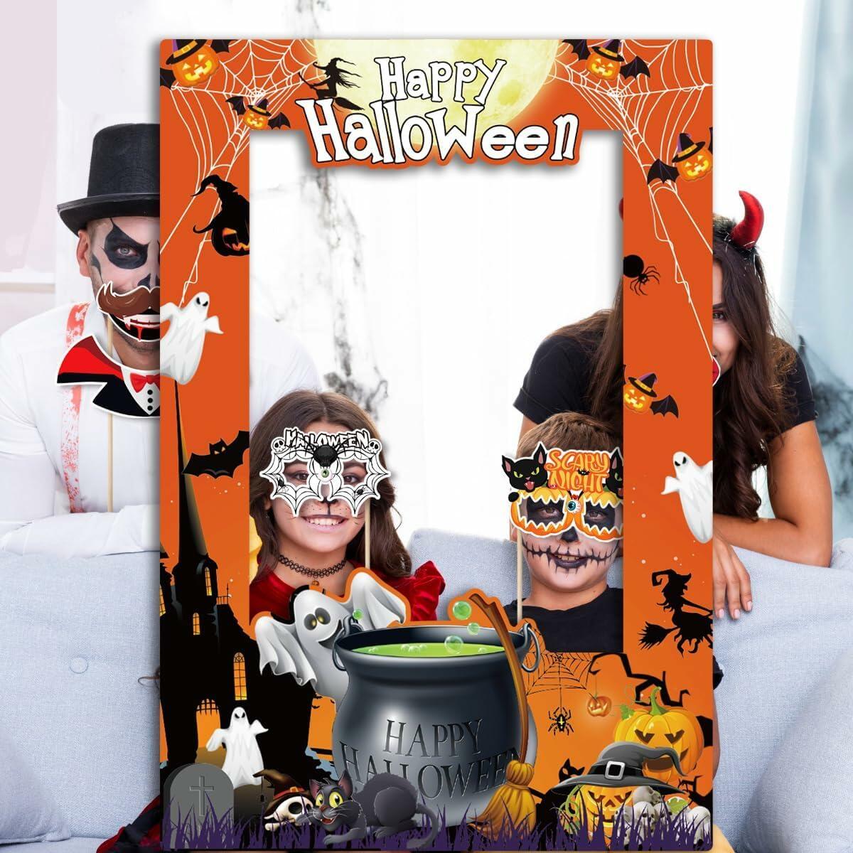 Generic Halloween Photo Booth Props 31 PCS Yellow Cartoon Paper Party