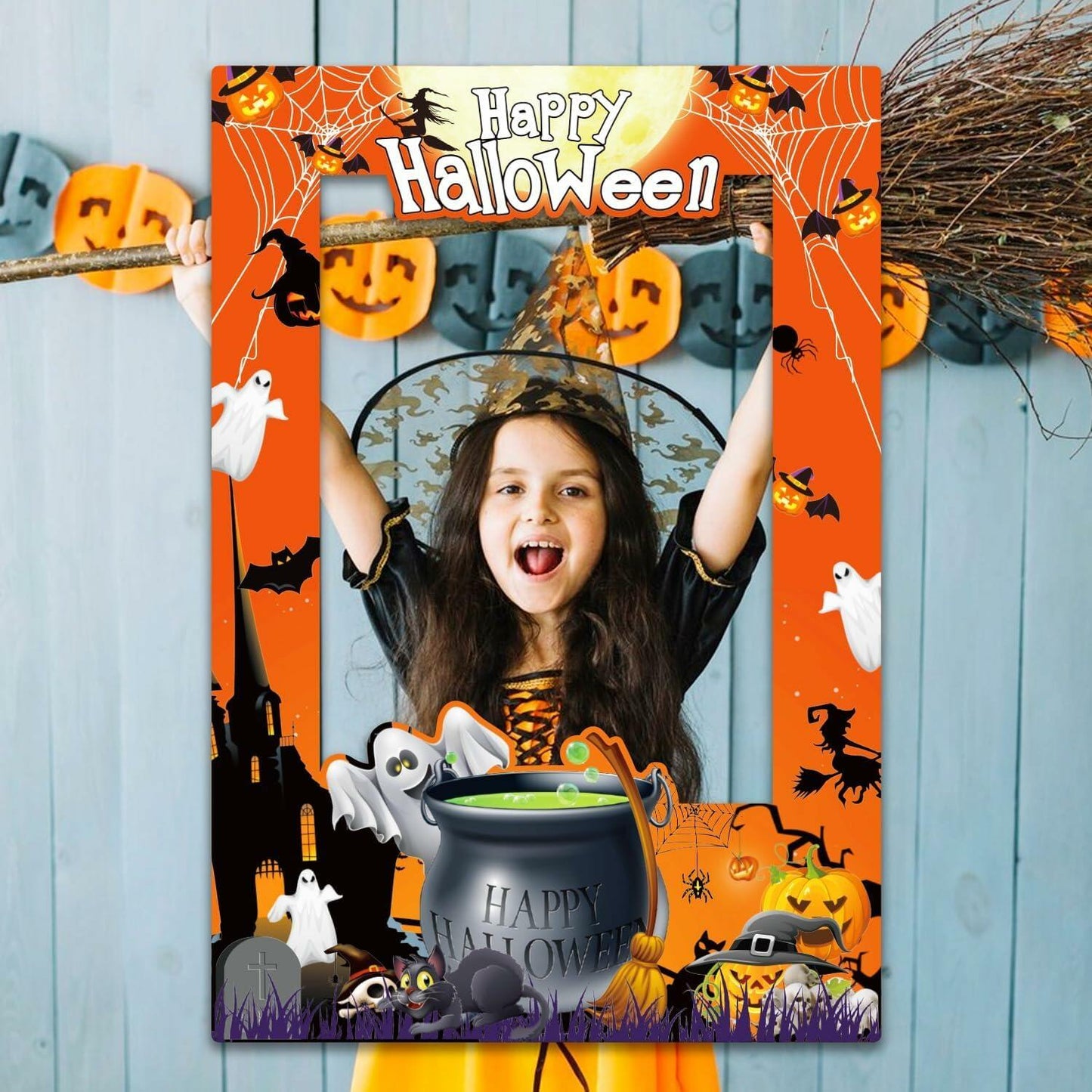 Generic Halloween Photo Booth Props 31 PCS Yellow Cartoon Paper Party