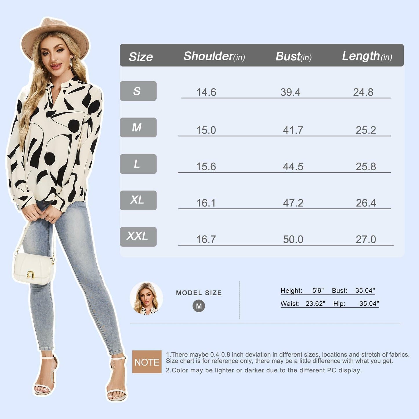 VIPONES Women V Neck Long Puff Sleeve Floral Blouse 530-floral White XL