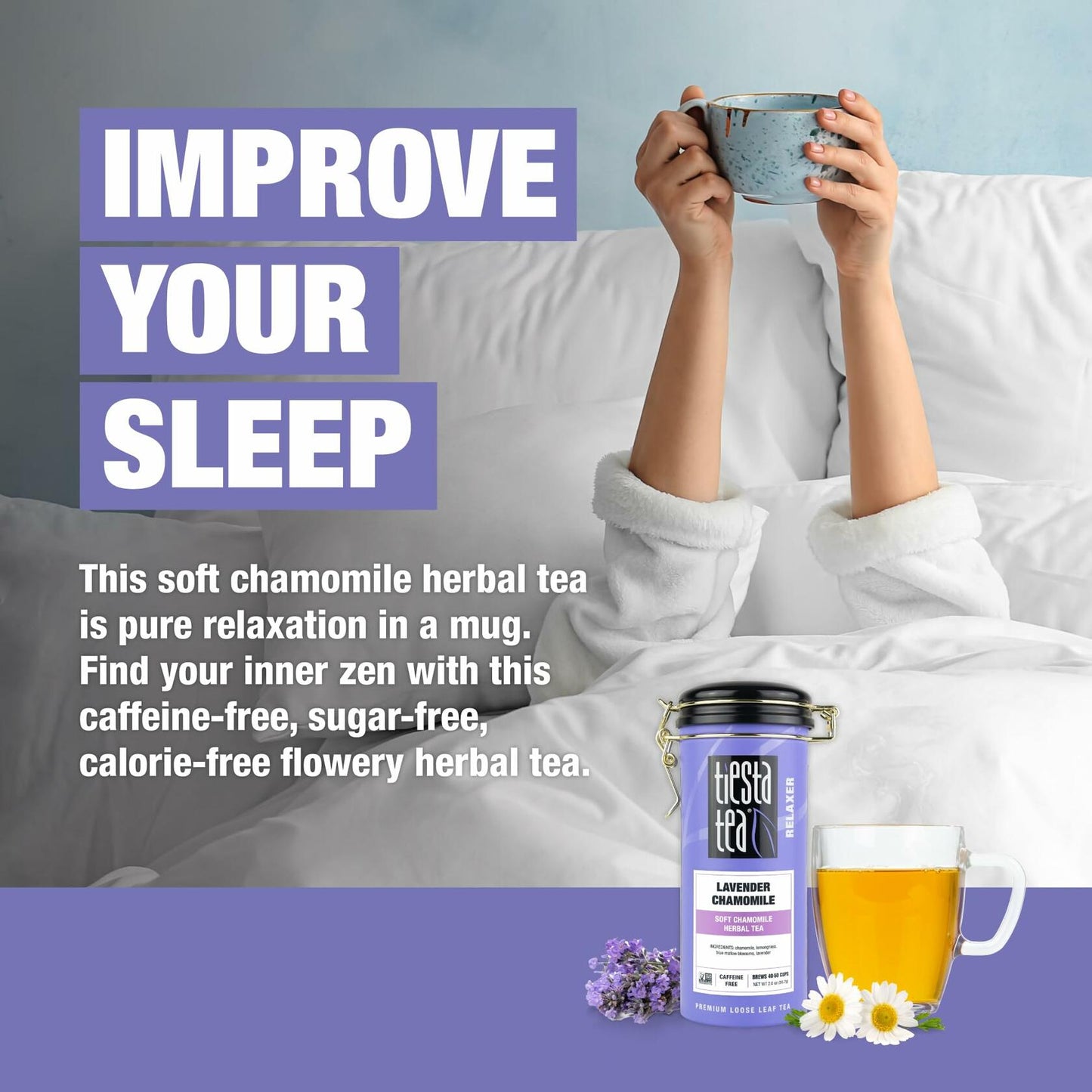 Tiesta Tea Lavender Chamomile Herbal Tea Loose Leaf Caffeine-Free 2oz Tin