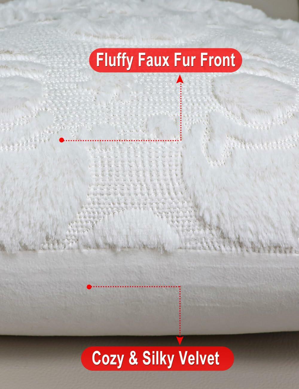 multiwins Christmas Pillow Covers 18x18 Set of 2 Snowman Plush Faux Fur