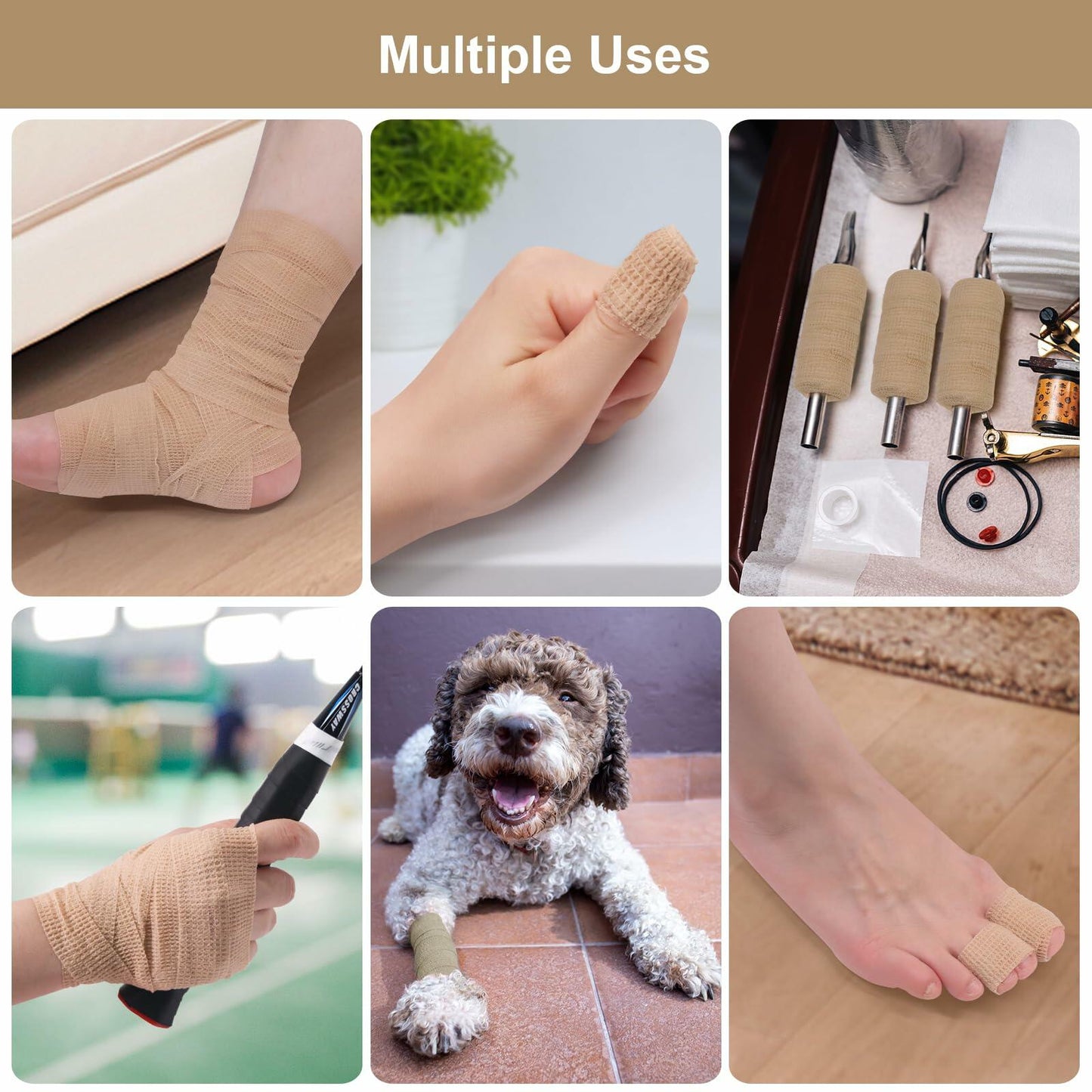 ForTomorrow 1in Skin Self Adhesive Cohesive Athletic Bandage Wrap 16 Rolls