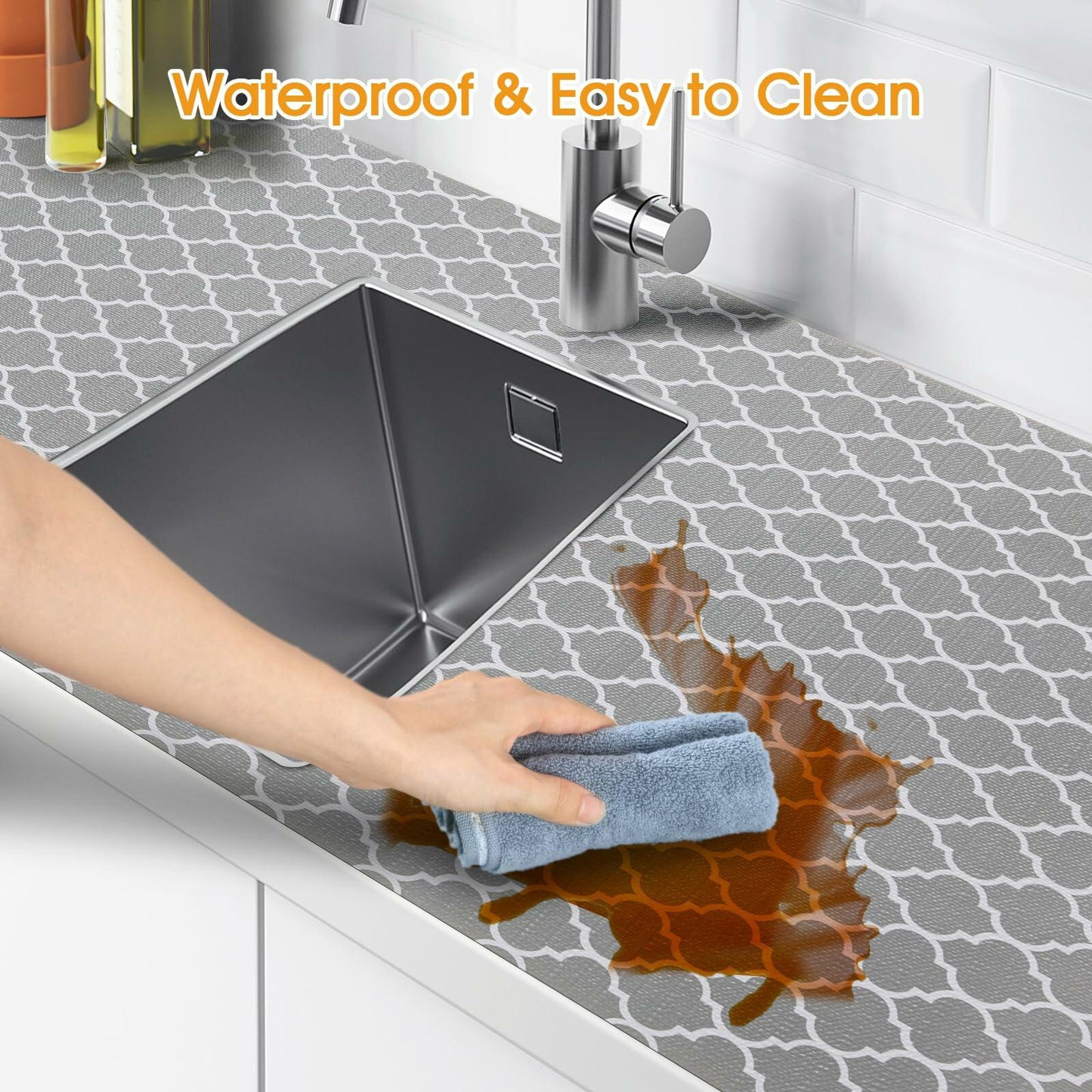 Shinlendid Non-Adhesive Waterproof Drawer Shelf Liner Gray/White 12in x 20ft