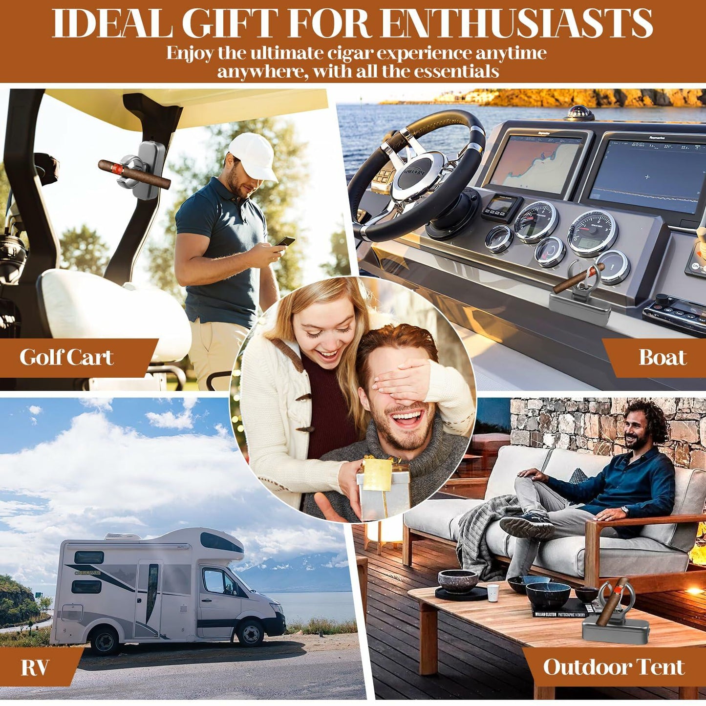 XUYUZDQ Magnetic Golf Cigar Holder Clip 5-in-1 Set Fits 30-50 Rings Grey