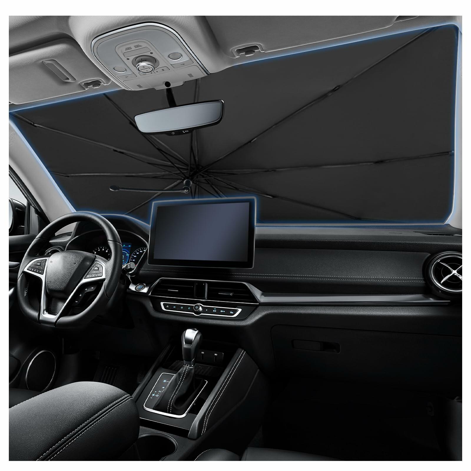 Umbrella Sun Shade Car Windshield 2025 Upgrade Foldable Bendable Handle