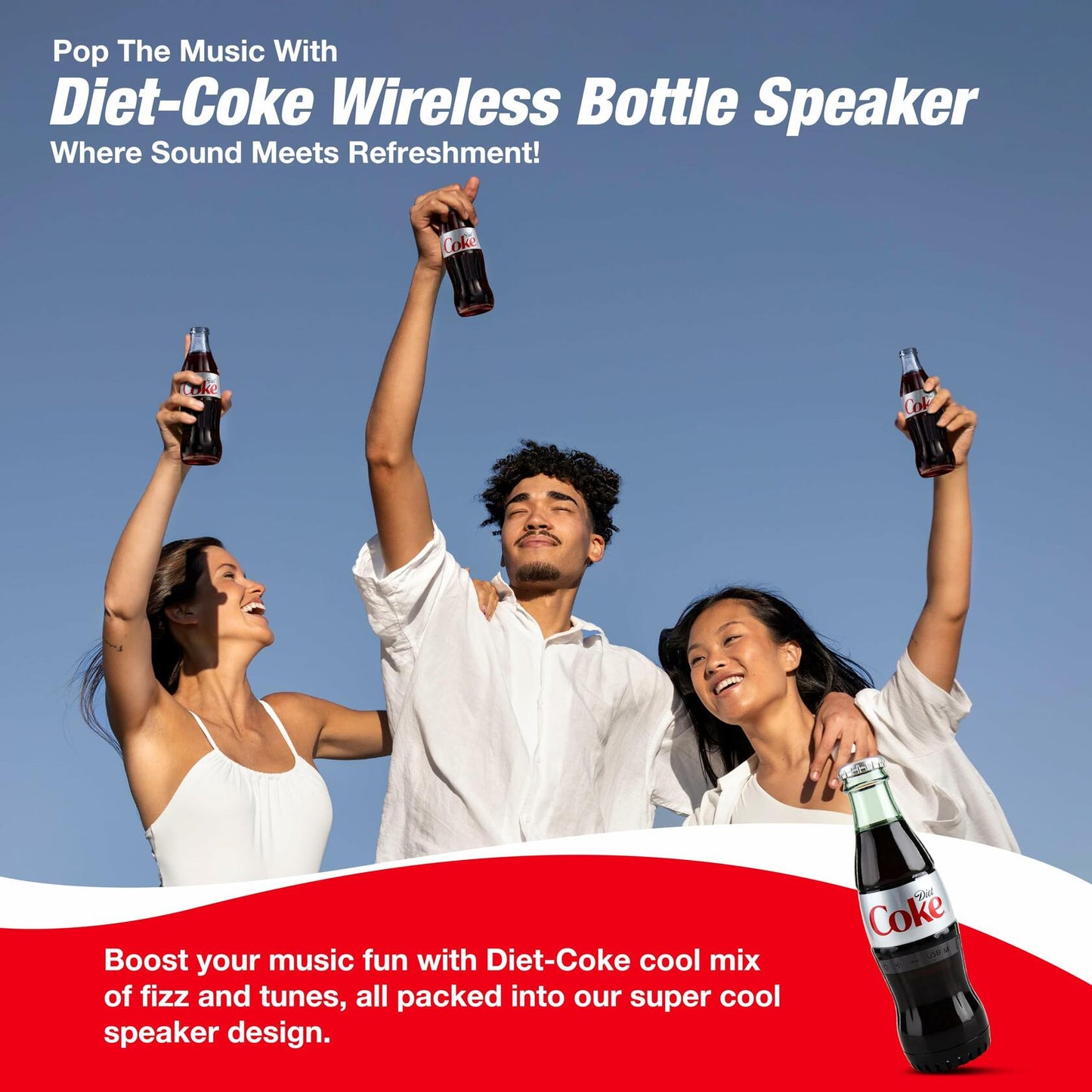 Diet Coke Bottle Shaped Bluetooth Speaker Wireless Deep Bass AUX Black