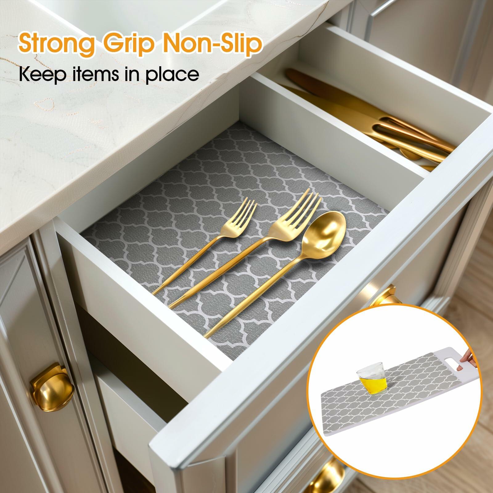 Shinlendid Non-Adhesive Waterproof Drawer Shelf Liner Gray/White 12in x 20ft