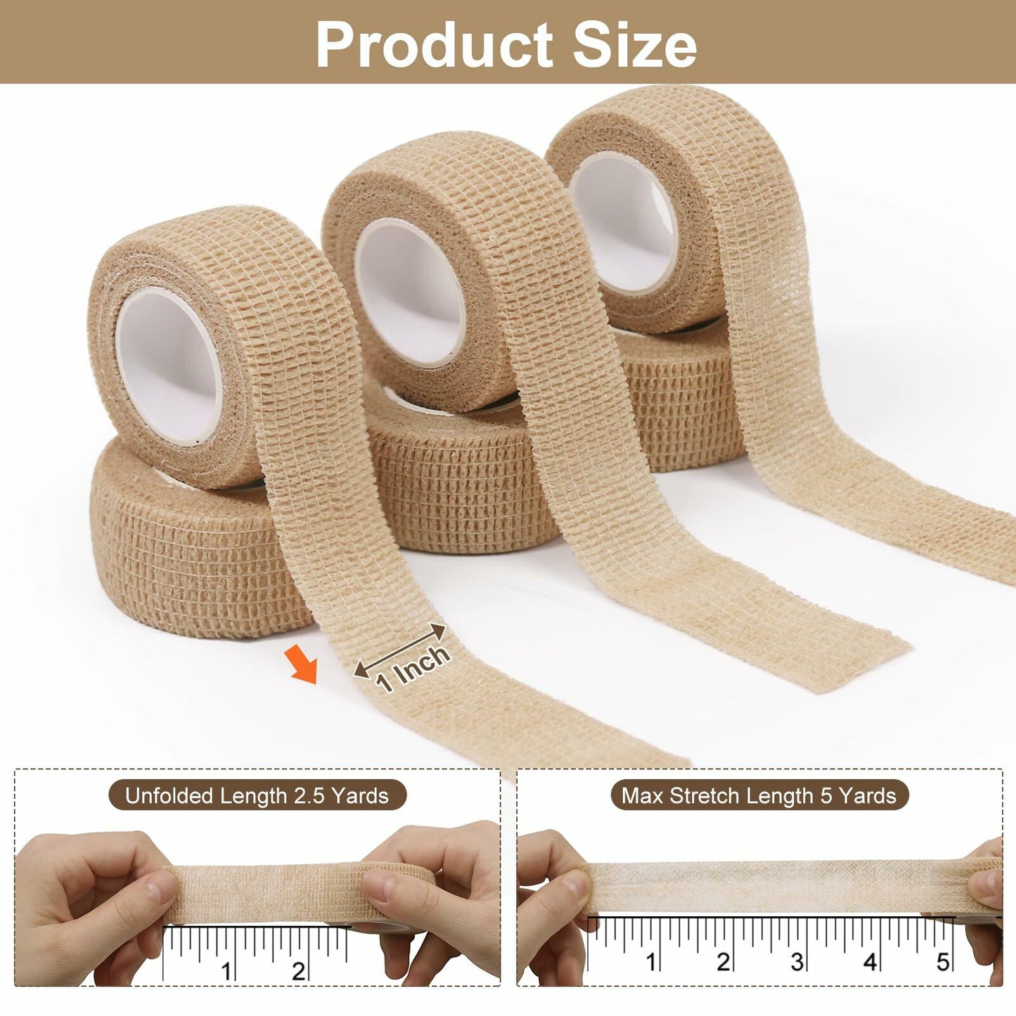 ForTomorrow 1in Skin Self Adhesive Cohesive Athletic Bandage Wrap 16 Rolls