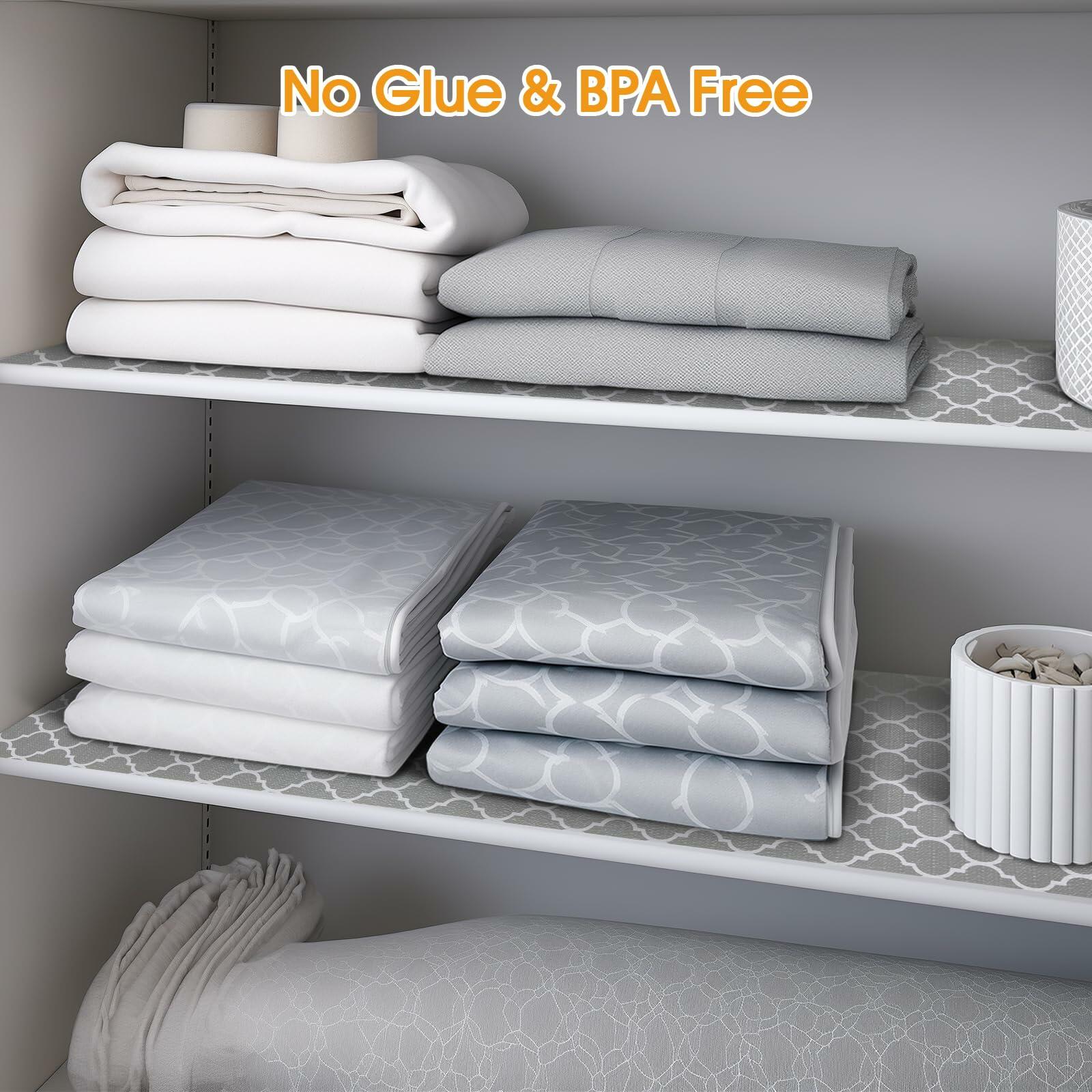 Shinlendid Non-Adhesive Waterproof Drawer Shelf Liner Gray/White 12in x 20ft