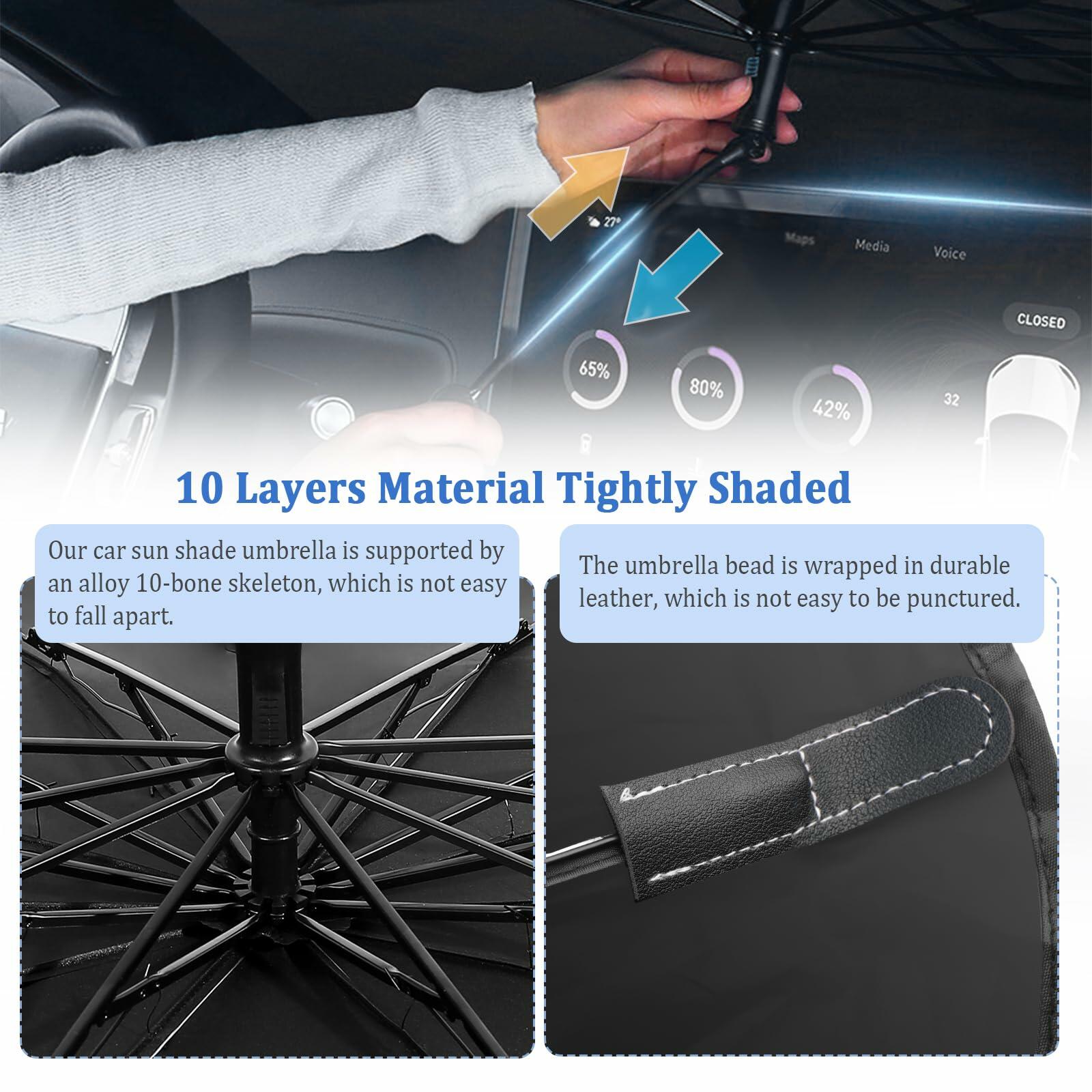 Umbrella Sun Shade Car Windshield 2025 Upgrade Foldable Bendable Handle