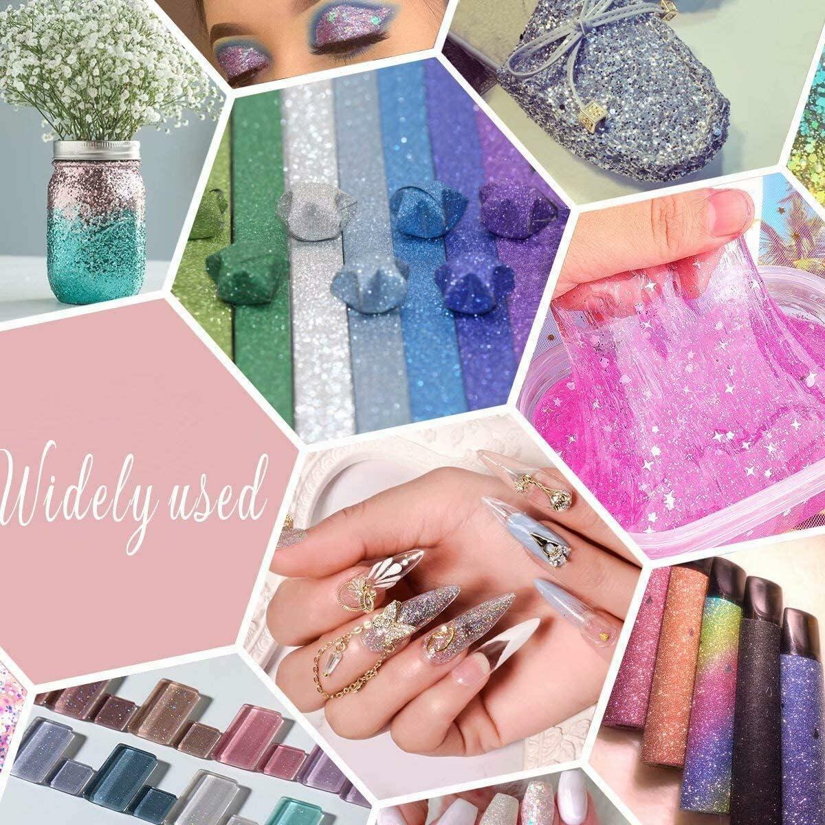 ANGXILIN 260g Iridescent Fine Glitter Shaker Bottle IRI Mix White Epoxy Resin