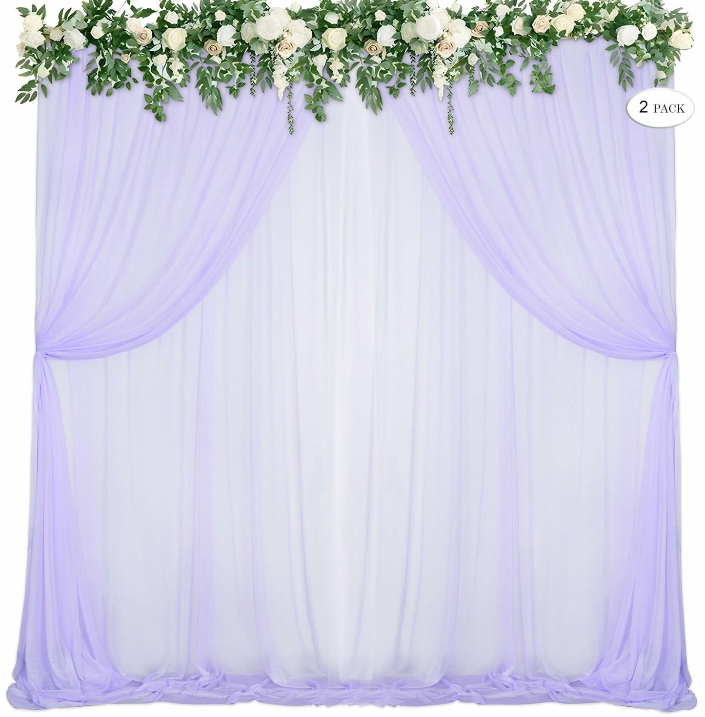 Mohoeey Double Layer Wedding Backdrop Curtains 10x10ft Purple Chiffon Fabric