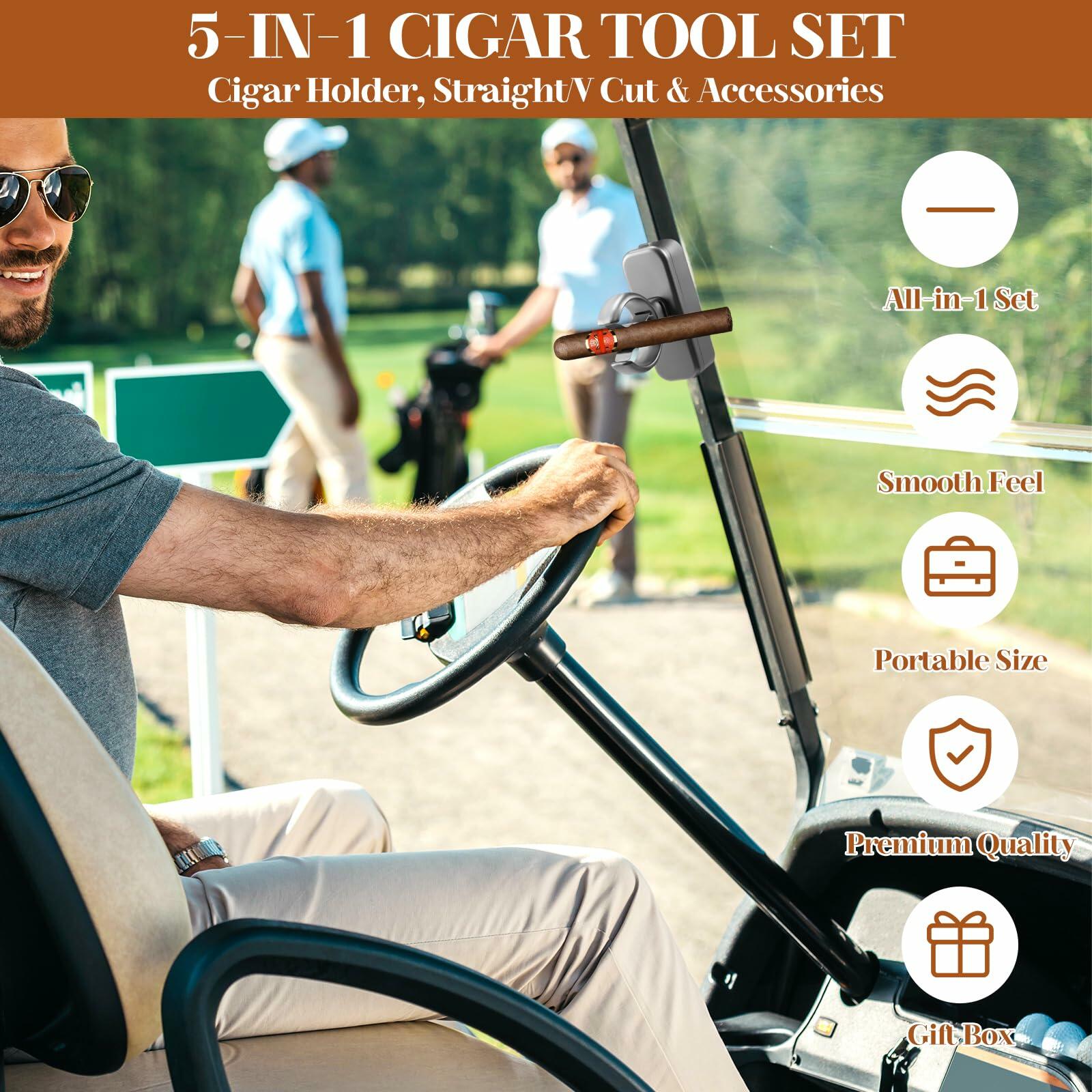 XUYUZDQ Magnetic Golf Cigar Holder Clip 5-in-1 Set Fits 30-50 Rings Grey