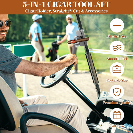 XUYUZDQ Magnetic Golf Cigar Holder Clip 5-in-1 Set Fits 30-50 Rings Grey