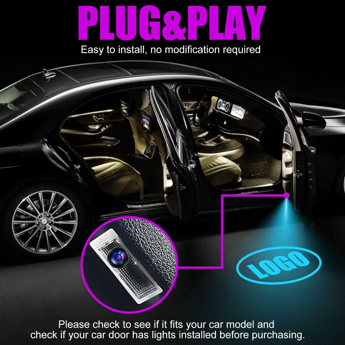 SPOBODY Car Door Logo Projector Puddle Lights 3D Laser 4pcs