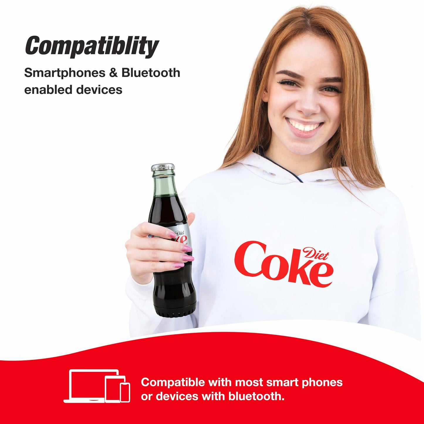 Diet Coke Bottle Shaped Bluetooth Speaker Wireless Deep Bass AUX Black