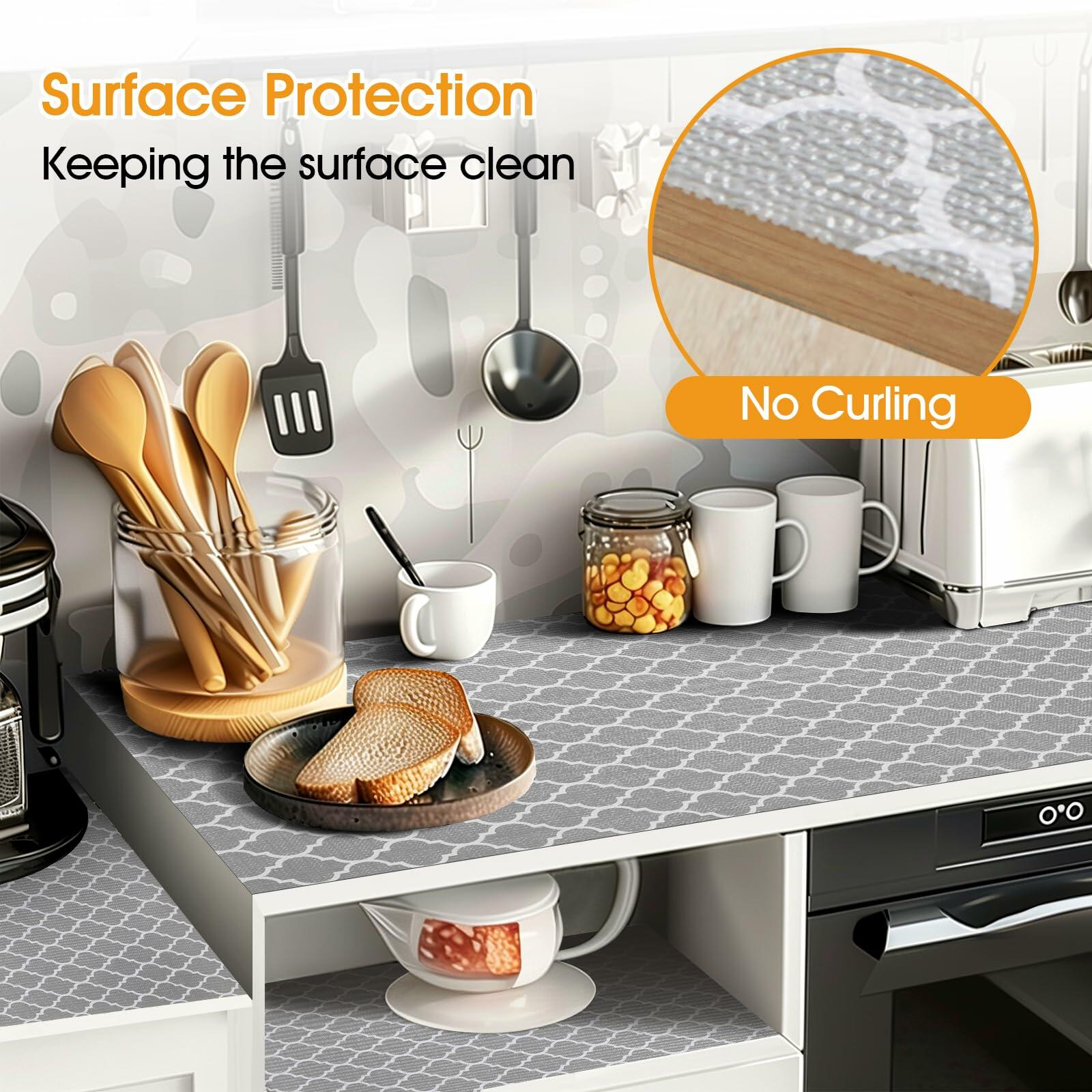 Shinlendid Non-Adhesive Waterproof Drawer Shelf Liner Gray/White 12in x 20ft