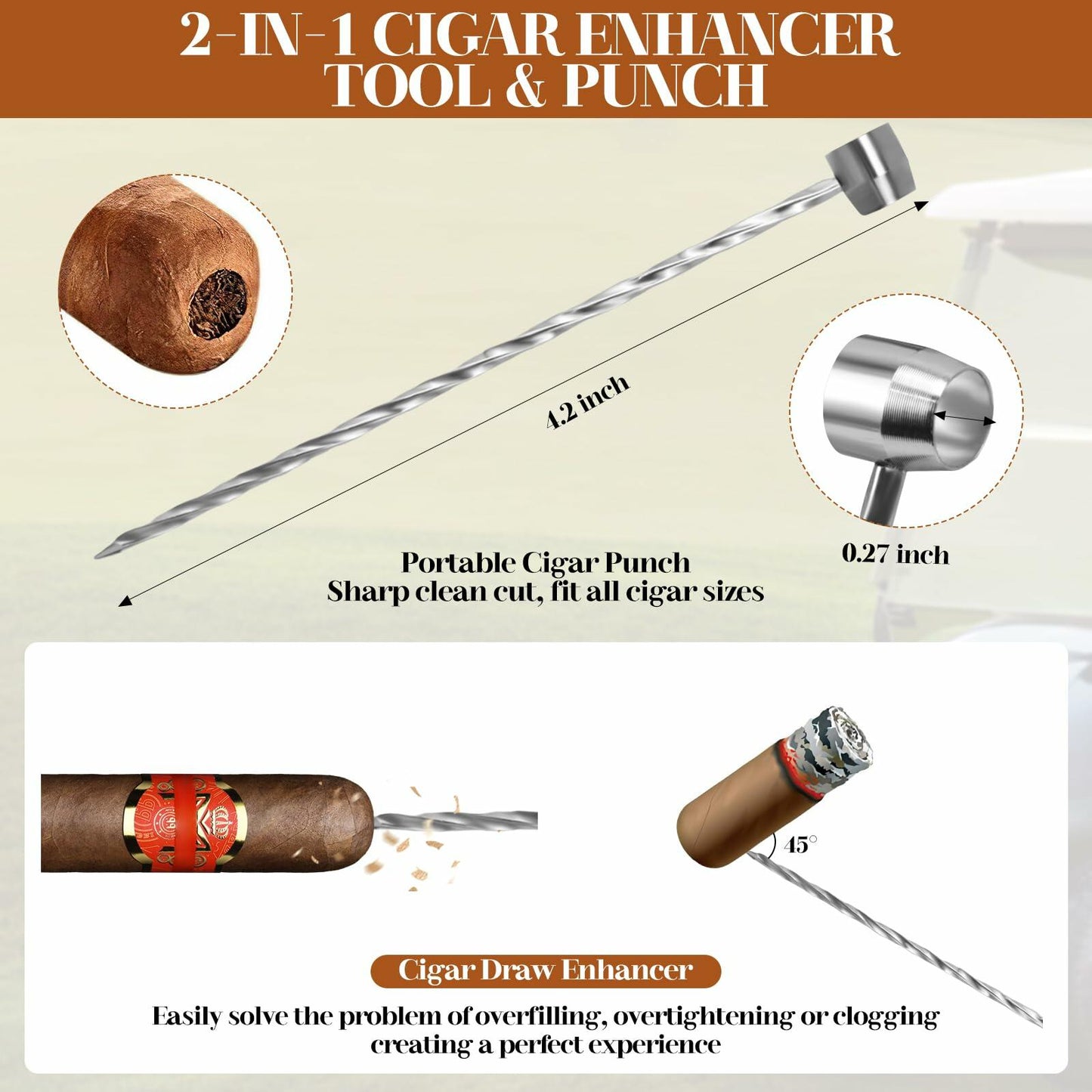 XUYUZDQ Magnetic Golf Cigar Holder Clip 5-in-1 Set Fits 30-50 Rings Grey