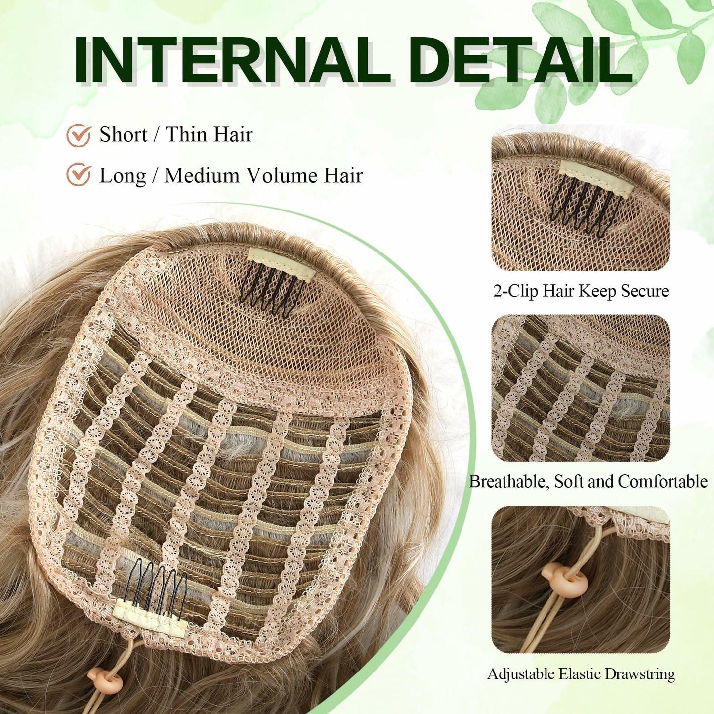 Mayouda 18in Long Curly Wavy Drawstring Ponytail Extension Light Blonde