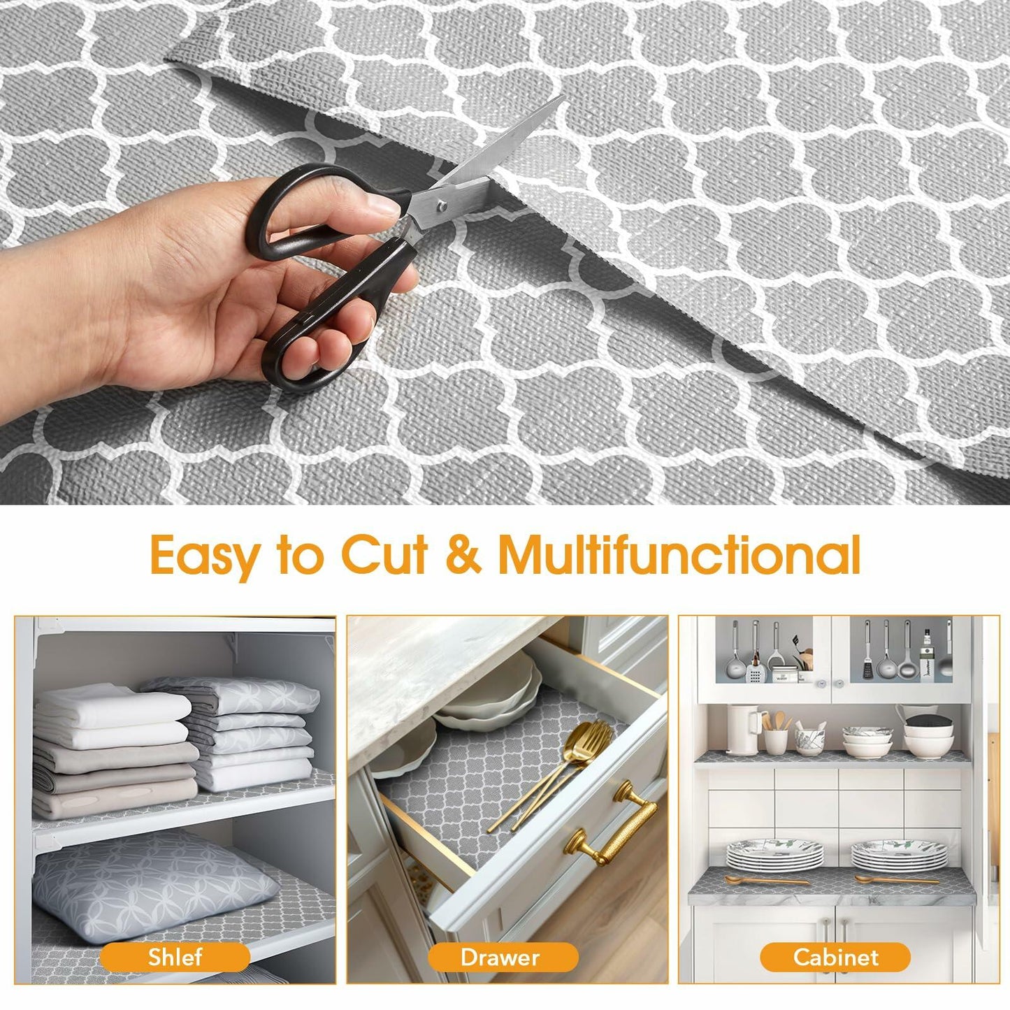 Shinlendid Non-Adhesive Waterproof Drawer Shelf Liner Gray/White 12in x 20ft