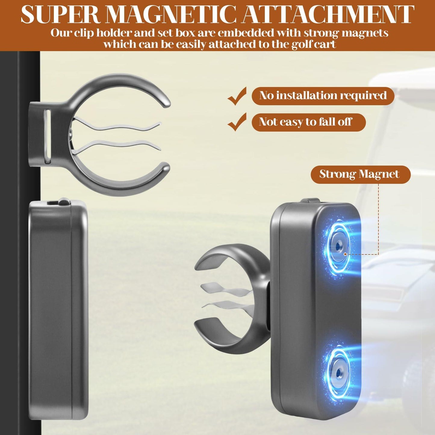 XUYUZDQ Magnetic Golf Cigar Holder Clip 5-in-1 Set Fits 30-50 Rings Grey