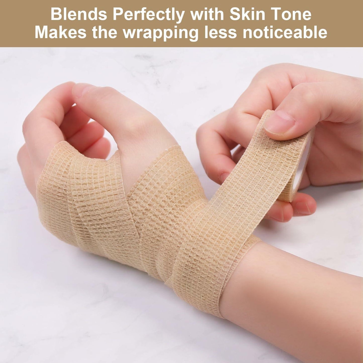 ForTomorrow 1in Skin Self Adhesive Cohesive Athletic Bandage Wrap 16 Rolls