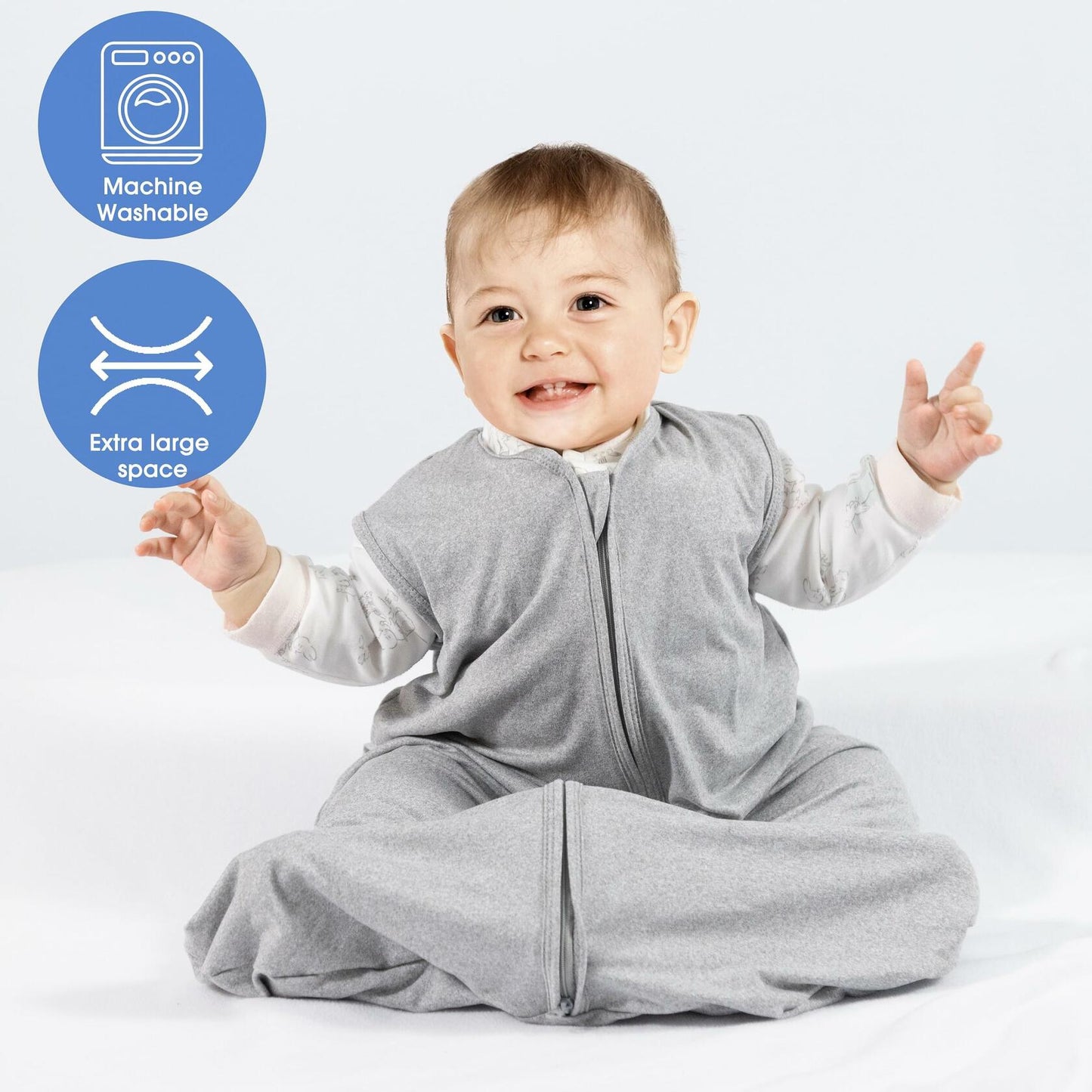 GUNTAIL Baby Sleep Sack 100% Rayon Cotton 2-Way Zipper Grey Size M