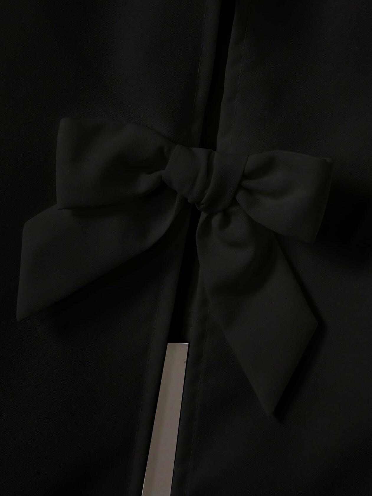 Verdusa Girl's Button Front Bow Back Sleeveless Blouse Black Size 9 Years