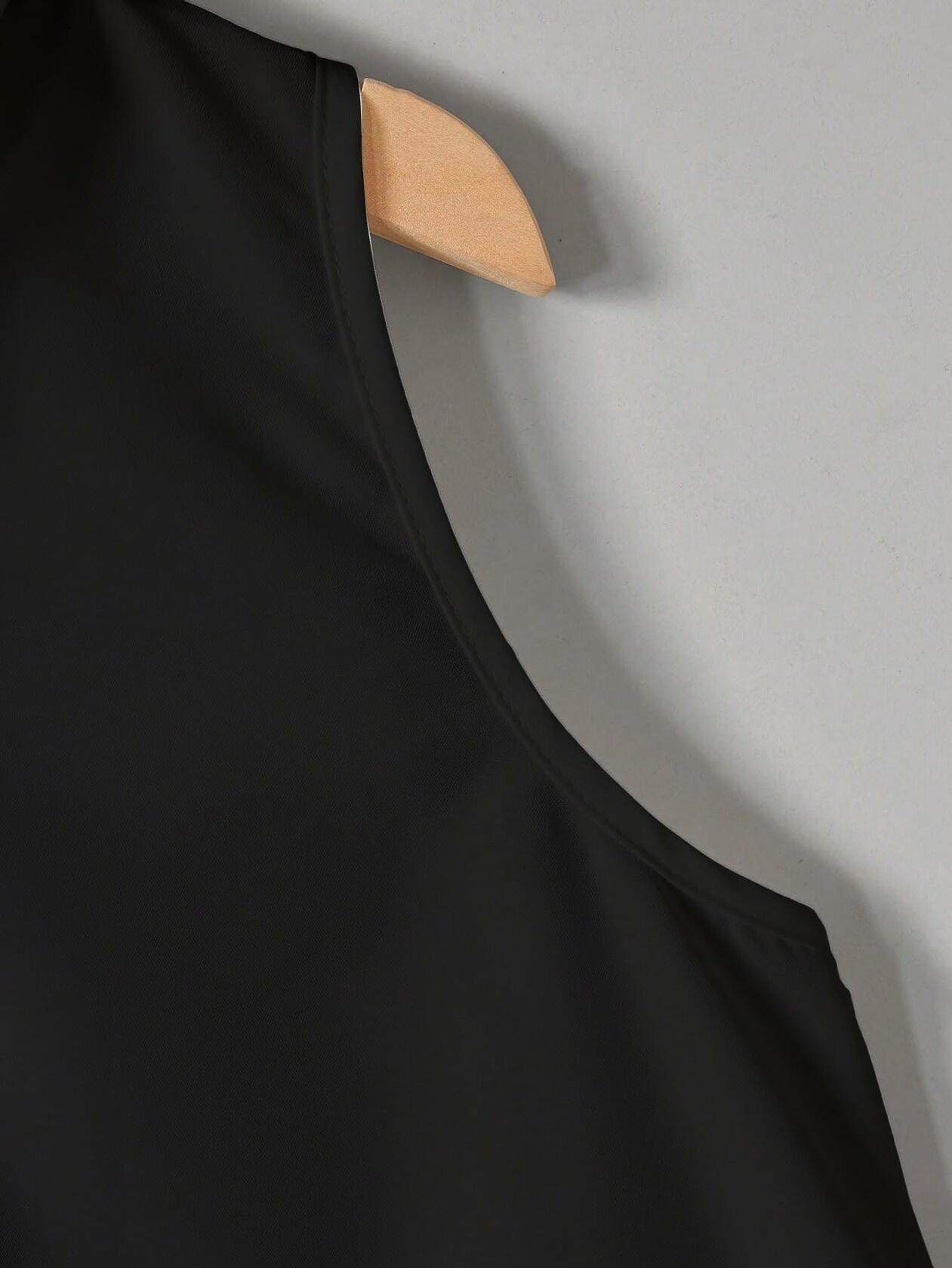 Verdusa Girl's Button Front Bow Back Sleeveless Blouse Black Size 9 Years