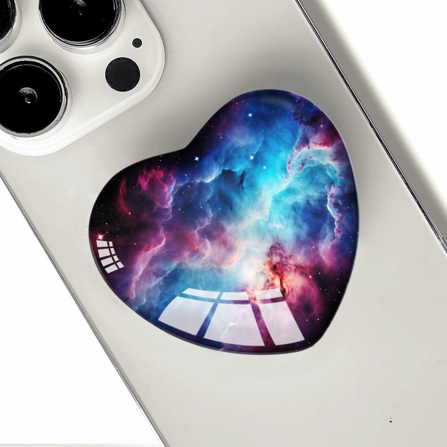 Luhoit Expanding Heart Shape Glass Phone Grip Finger Holder Purple Blue