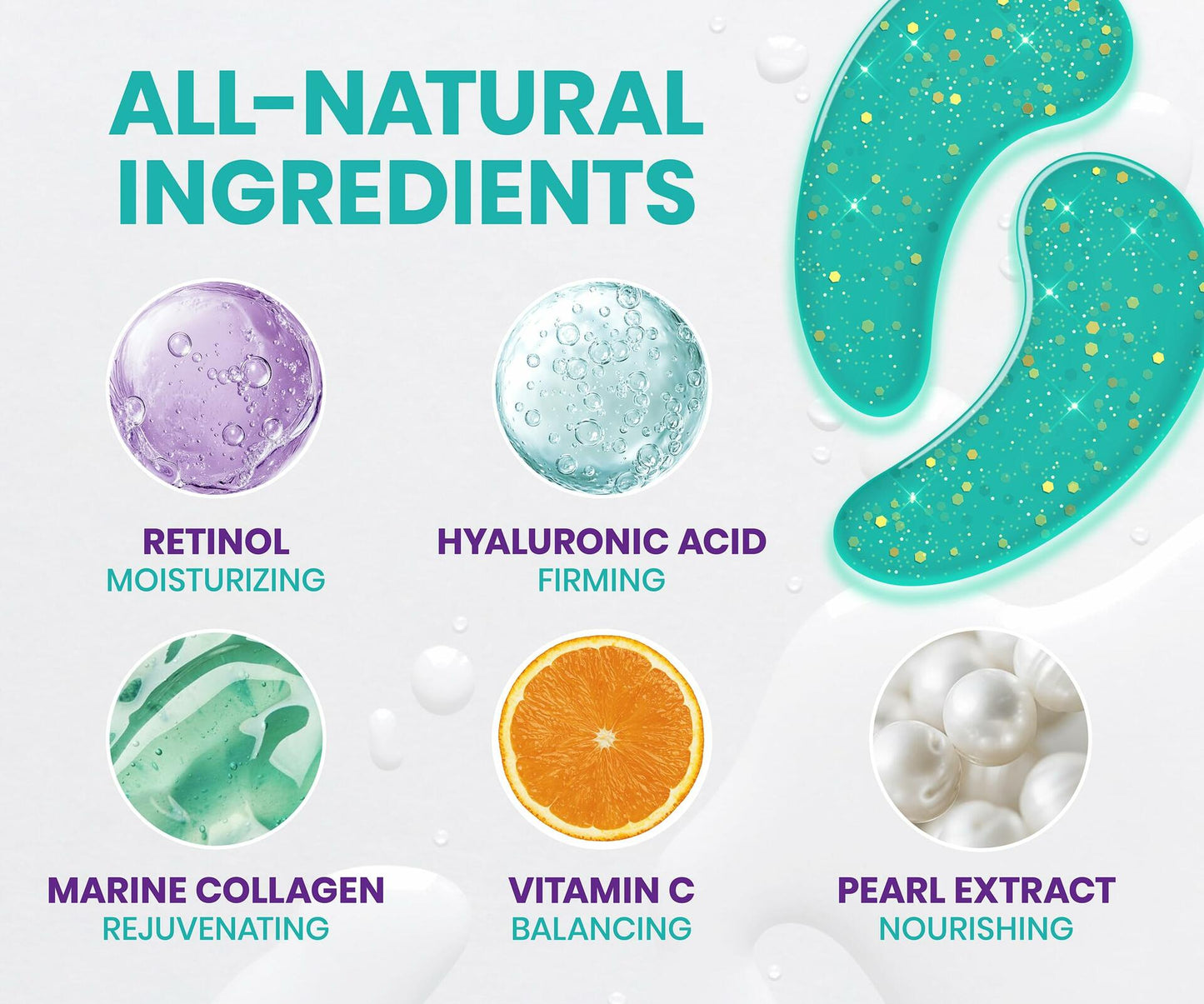 Stylia Under Eye Patches Marine Collagen Retinol Vitamin C Hyaluronic 6 Pairs