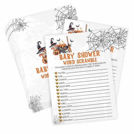 Tuyashua Halloween Baby Shower Word Scramble Game 30 Cards WY06