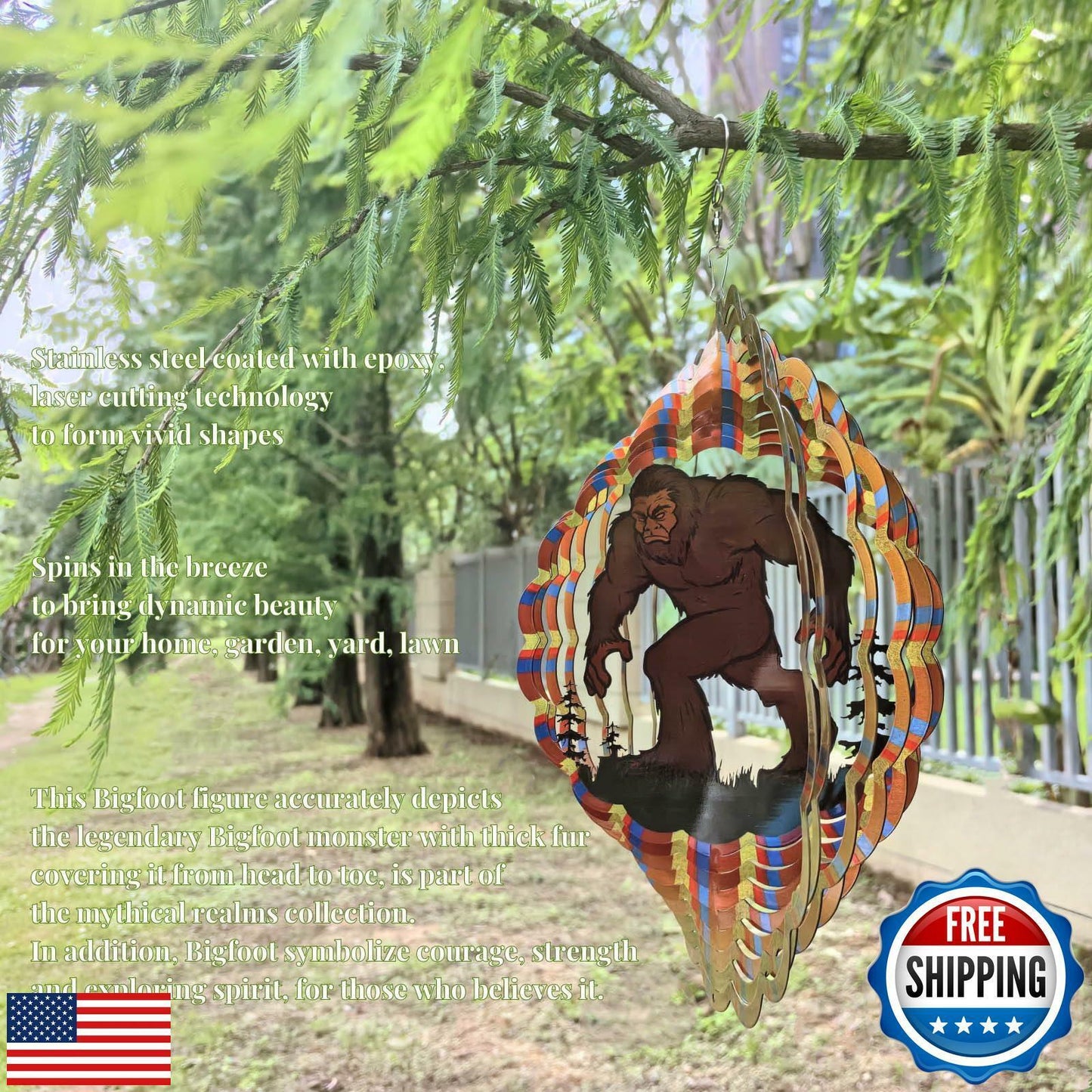 MILLCLOUD Bigfoot Wind Spinner Outdoor Garden Decor 3D Visual Effect