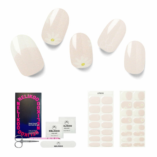 Nelikoo Semi Cured Gel Nail Strips 30 pcs Daisy Delight Floral Wraps