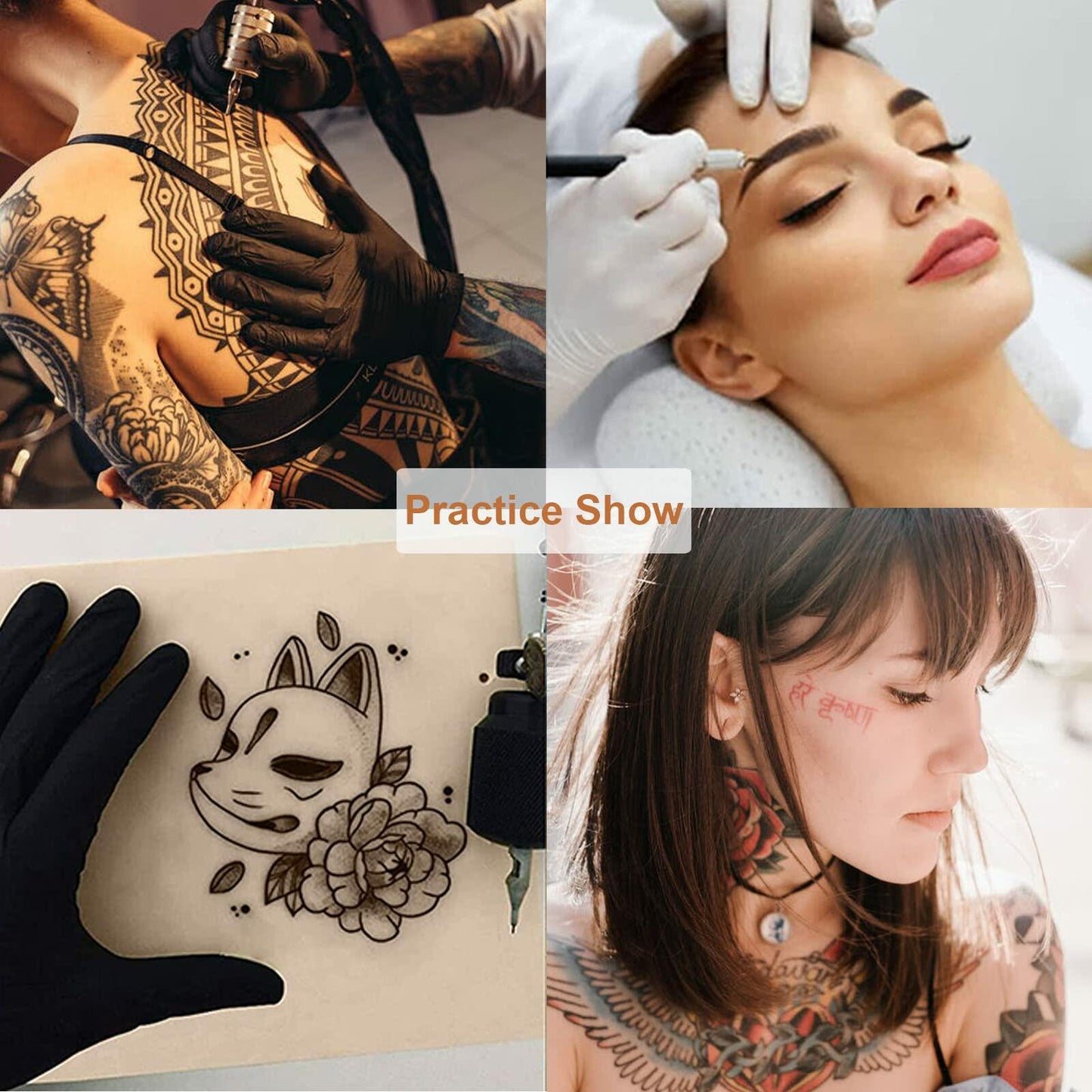 Lyuxzad Tattoo Practice Skins 10 Sheets 7.4x5.6in Double-Sided Silicone Multi