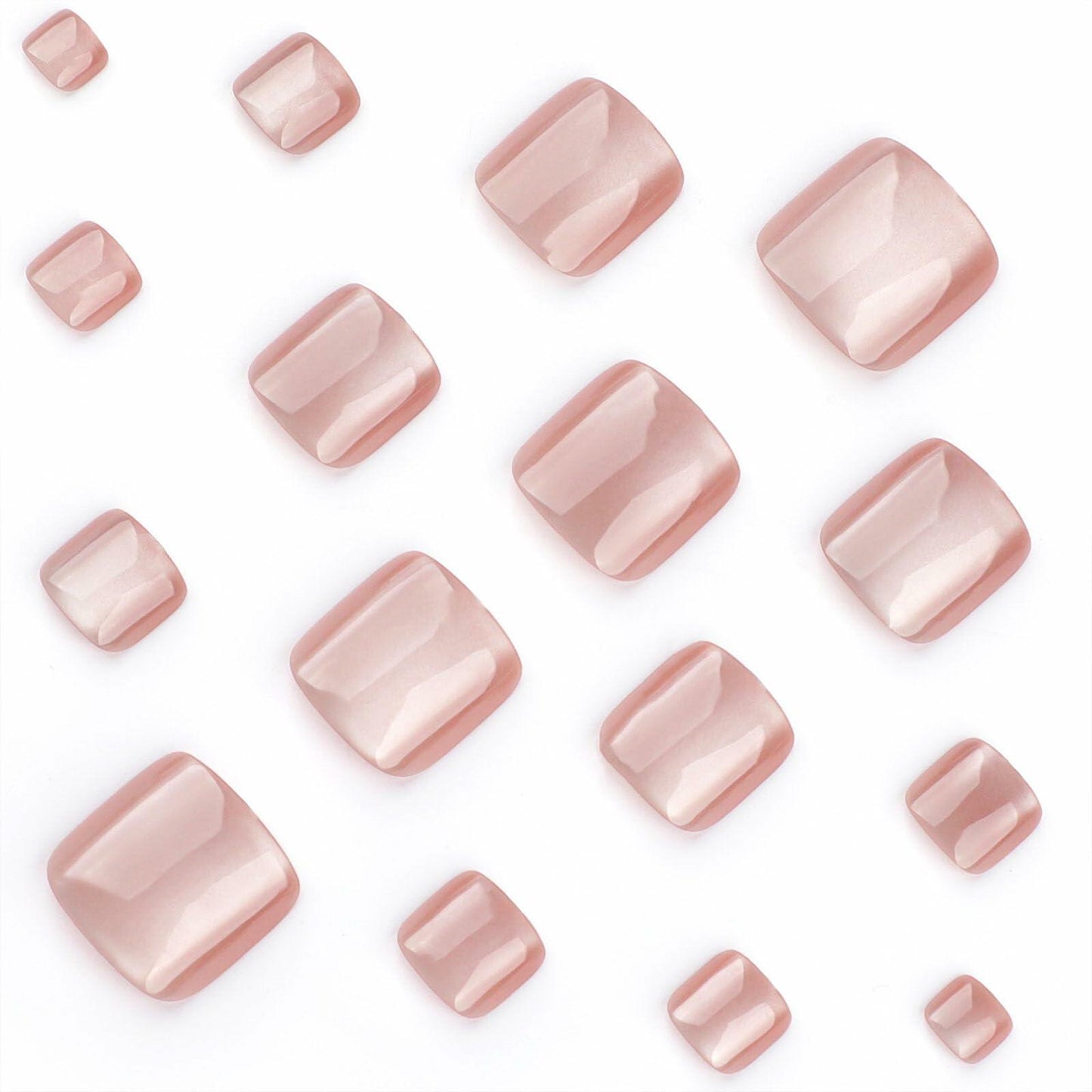 YOJIATOP Cat Eye Press On Toenails 24pcs Light Brown Square Plastic