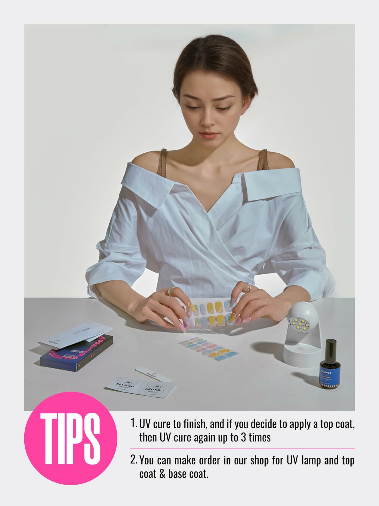 Nelikoo Semi Cured Gel Nail Strips 30 pcs Daisy Delight Floral Wraps