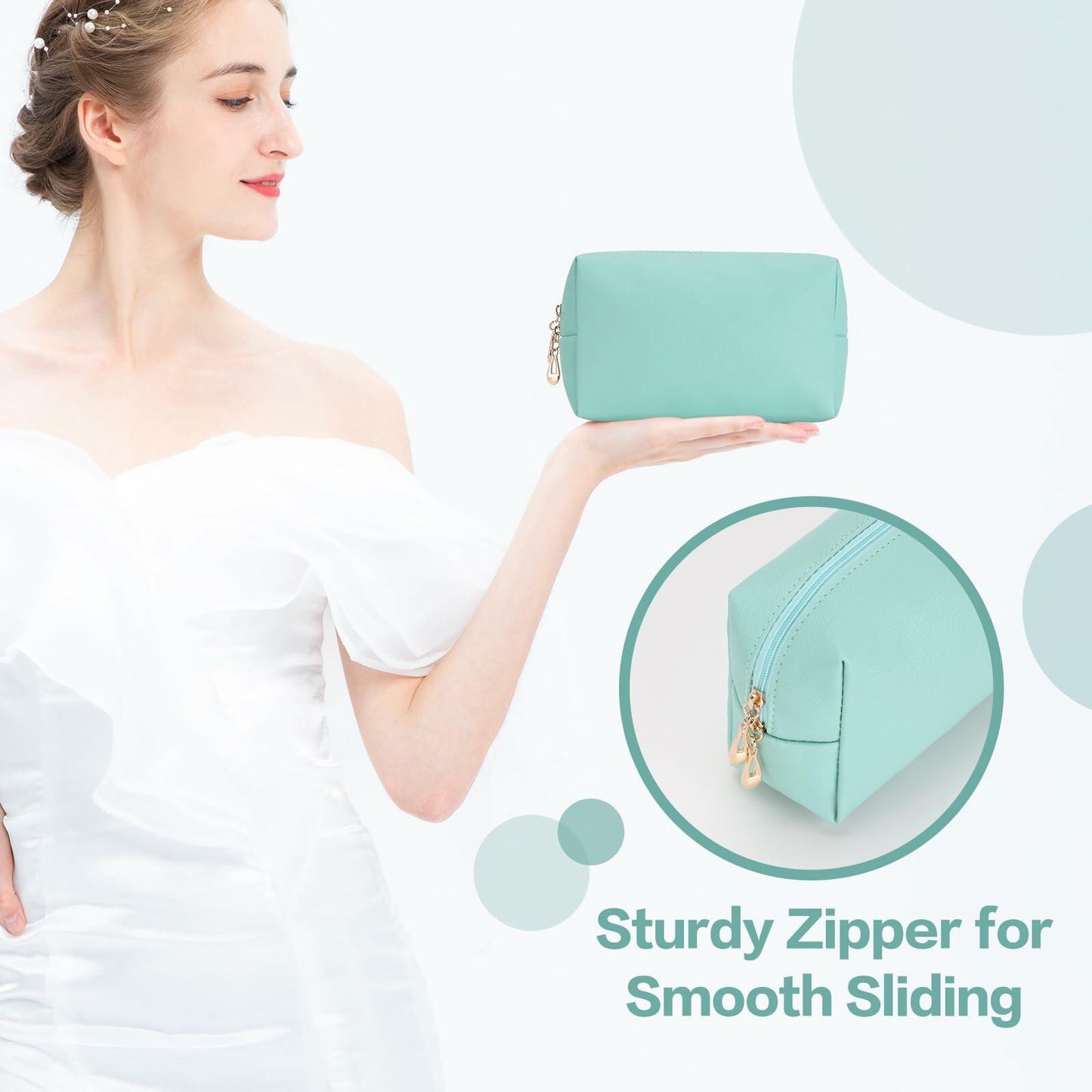 HAOGUAGUA Waterproof Makeup Bag Pouch Purse Organizer Medium Green 1pc