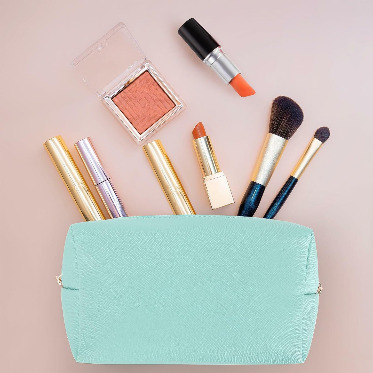 HAOGUAGUA Waterproof Makeup Bag Pouch Purse Organizer Medium Green 1pc